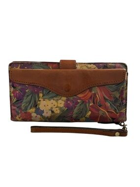 Patricia Nash Valentia II Leather Wristlet Wallet Wildflower Print‎
